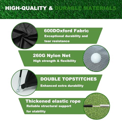 Golf Net, 10x7 Ft Golf Hitting Net with Tri-Turf Mat, Multi-Target Golf Practice Net for Outdoor/Indoor Chipping & Driving, Ideal Gift for Men/Dad/Husband/Golfers