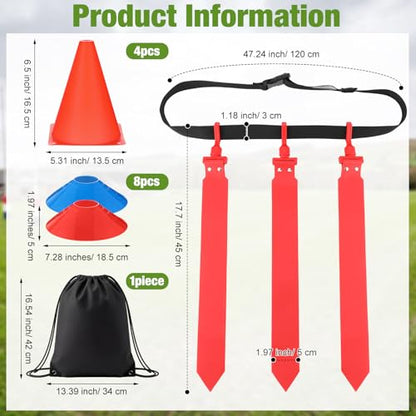 14 Players Flag Football Sets - Adjustable Football Flags and Belts Set Includes Footballs Flags Belts Disc Cones for Youths Teens Sports Teams Training & Competition