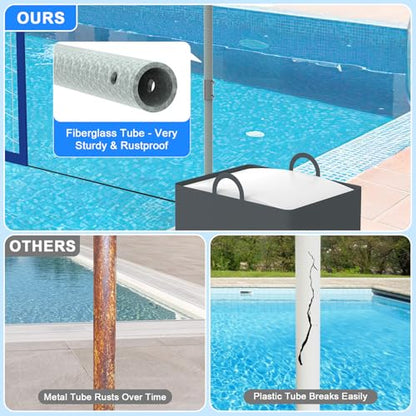 Pool Volleyball Net Set with LED Lights, Larger Solar Panel - High Brightness Volleyball Net for Inground Pools, Adjustable 15-32ft Length Outdoor Water Volleyball Games Toy for Backyard Party
