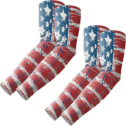 ROXUN Arm Sleeves, Cooling UV Sun Protection Sports Compression for Men/Women - color: 2 Pairs America Flag-3