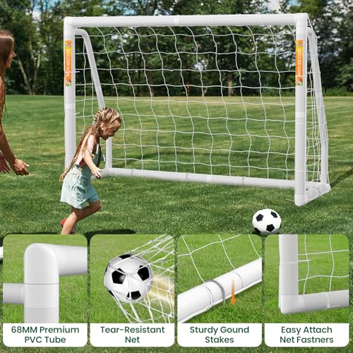 NAIZEA Soccer Goal - 12x6/10x6/8x6/6x4FT Soccer Goals for Backyard, Portable & Weatherproof HPVC Soccers Goal w/Soccer Net Durable Post for Adults & Youth Outdoor's Practice Training - size: 6x4 FT, style: Foldable