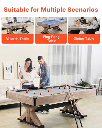 VEVOR 7ft 3-in-1 Multi Game Table with Dining, Pool, and Tennis Table, for Family Game Room Adults, Includes Full Set of Accessories, - style: Accessories