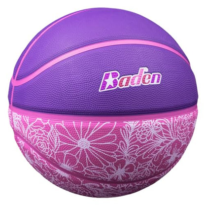 Baden | Legend Court Canvas | Creative Design Outdoor Rubber Game Basketball | Youth & Adult Size 5,6,7 - color: Bloomin' Baller, size: Size 6 (28.5")