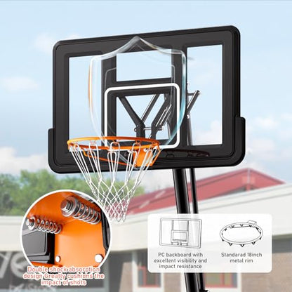 BACKYARD BLITZ Basketball Hoop,40&44&48in Backboard Portable Basketball Goal System, 10FT Hand-Crank Adjustable Basketball Hoop Outdoor - size: 48in Backboard