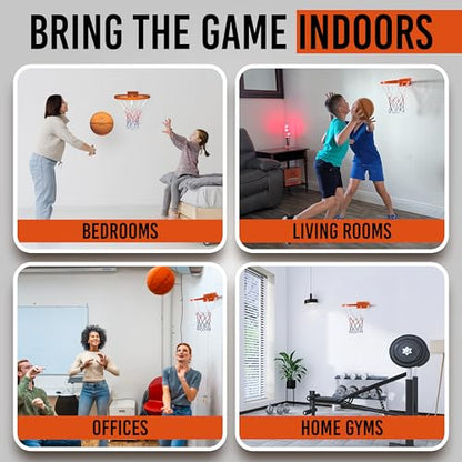 WAWAWEWA The Official Silent Basketball Hoop – Wall-Mounted Indoor Basketball Hoop for Bedroom, Apartment Shooting Practice & Skill Training – Adhesive or Screw Install