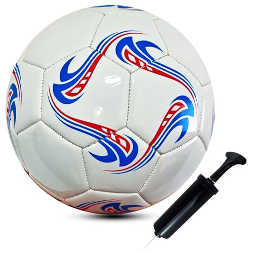 ABAJI Soccer Ball Size 3 4 5 Practice Training Ball for Boy Girl Football Gift Thicker Leather Anti-Explosion Indoor Outdoor Come with Random Color Pump and Needle - color: White, style: Size 3