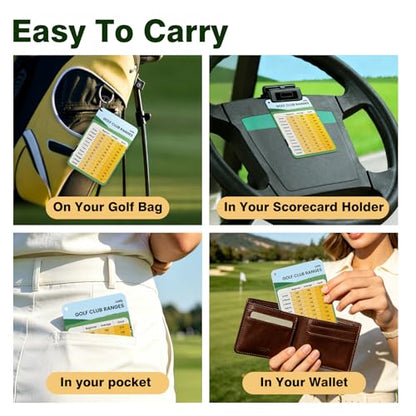 Golf Club Distance Card, 2 Pack Waterproof Golf Yardage Card, Range Chart, Quick Reference Guide with Clip, Golf Accessories for Men and Women Golfers - color: 2PCS Yellow-Lady