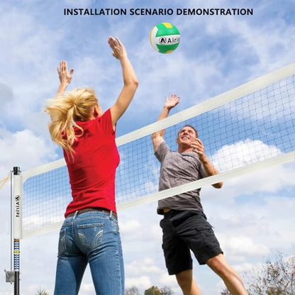 Heavy Duty Volleyball Net Outdoor with Steel Anti-Sag System, Adjustable Aluminum Poles, Professional Volleyball Nets Set for Backyard and Beach, Volleyball and Carrying Bag - color: White