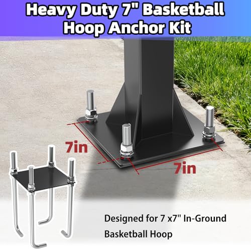 7"/ 9" Basketball Hoop Anchor Kit, Universal Fit Ground Anchor Kit, Basketball Hoop Ground Anchor Kit Basketball Hoop Parts Compatible with Silverback, Goaliath, and Hoopstar Basketball Hoops - size: 7"