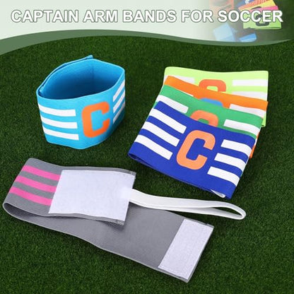 Captain Arm Bands for Soccer, Soccer Captain C Armband, Classic Striped Elastic Protective Arm Badge Player Bands - color: Red/Blue