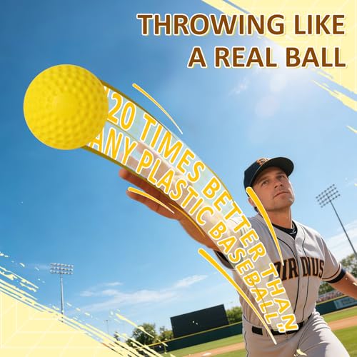 60 MPH Dimpled Baseballs 12 Pack, 9 Inch PU Pitching Machine Balls for Adult, Durable Training Baseballs for Hitting Fielding Practice, Hand-Eye Coordination, Backyard Play & Pet Play Yellow