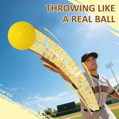60 MPH Dimpled Baseballs 12 Pack, 9 Inch PU Pitching Machine Balls for Adult, Durable Training Baseballs for Hitting Fielding Practice, Hand-Eye Coordination, Backyard Play & Pet Play Yellow