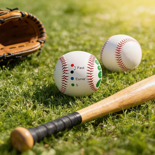 3pcs Pitching Grip Trainers, 2 Training Baseballs with Finger Placement + 1 Glow in the Dark Baseball, Training Equipment for Teenagers Beginners to Learn Multiple Grips, Soft