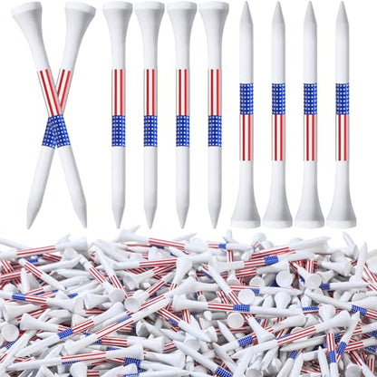 Mudder 600 Pcs Golf Tees USA American Flag Golf Tees Bulk Long Bamboo Red White and Blue Patriotic Tee for Men Women - size: 3-1/4", style: Classic