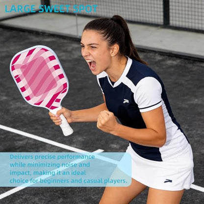 Pickleball Paddles Set of 4 Fiberglass Pickleball Racket, 4 Outdoor/Indoor Balls|Pair of Grip Tapes|1 Portable Carry Bag Set Gift for Men Women Beginners