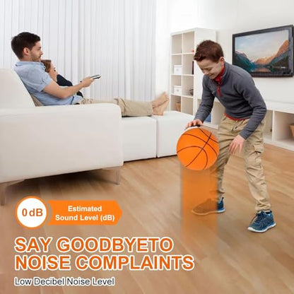 Indoor Silent Basketball Size 7 (29.5") Weight 600g, Grooved Airless Basketballs for Apartments Quiet Dribbling Training, Soundless PU Foam Basket Ball for All Ages, Non-Deforming Packaging