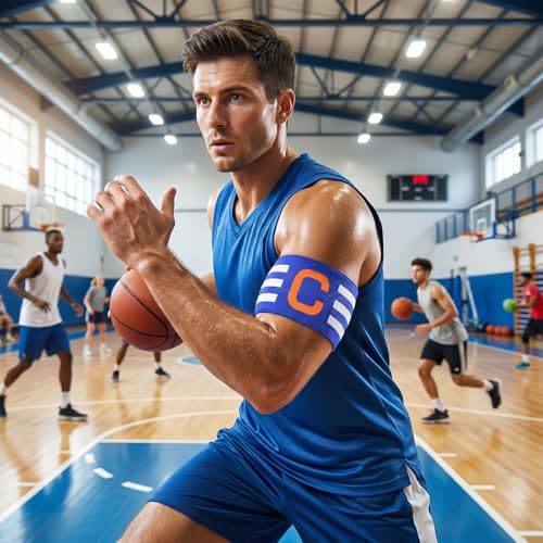 6PCS Soccer Captain Armband, Adjustable Elastic Arm Bands for Football Basketball Player, Nylon Wristband for Adult Youth