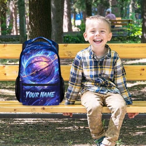 Backpack for Boys, Personalized Basketball Backpacks for Kids, Elementary School Bag for Teens, 17" Custom Bookbag with Name