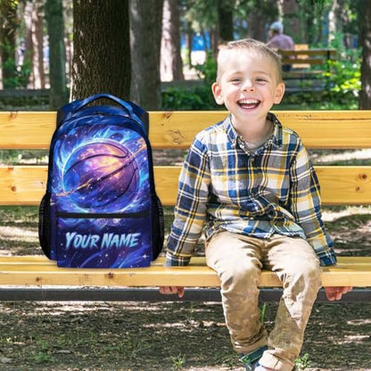Backpack for Boys, Personalized Basketball Backpacks for Kids, Elementary School Bag for Teens, 17" Custom Bookbag with Name