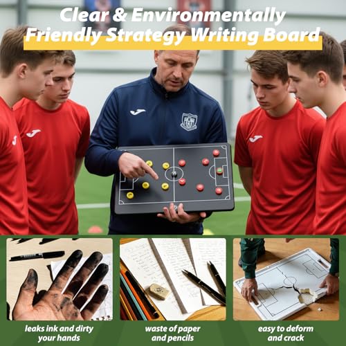 Magnetic Soccer Coaching Board Laelr 16 inch LCD Soccer Coach Tactical Board with Stylus Pen 27 Magnetic Marker Kits Football Coach Writing Tablet for Strategy Planning Training Coach Gifts
