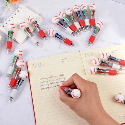LiYiQ 25 Pcs Baseball Party Favor Multicolor Pen in One Cartoon Cute Fun 4-in-1 Cute Pens Bulk Kawaii Baseball Shape Cool Ballpoint Pens for Kids Fun Gifts - style: Baseball