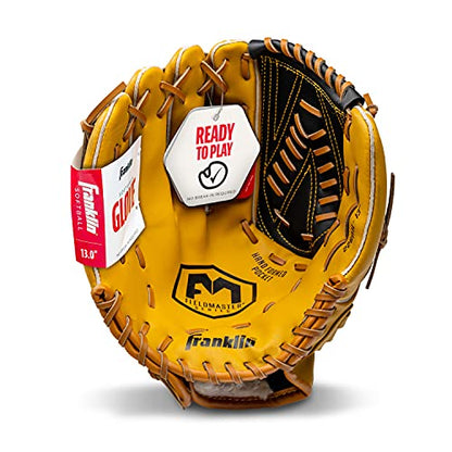 Franklin Sports Field Master Baseball + Softball Glove - Field Master Adult + Youth Baseball + Softball Mitt - Men's + Women's Gloves - Right Hand Throw - color: Tan, style: 13" - Basket "V" Web