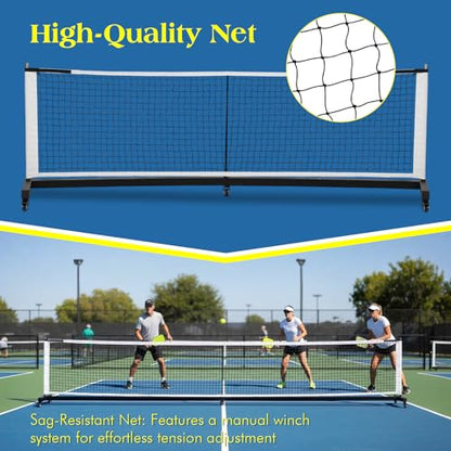 Portable Folding Pickleball Net with Wheels, Professional Pickle Ball Game Net Stand Lightweight for Tennis Driveway Backyard