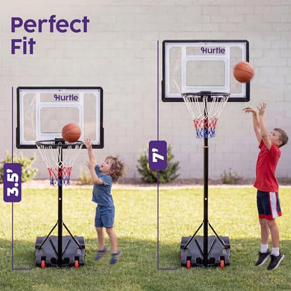 Kids Basketball Hoop Adjustable Portable Basketball Hoop for Kids Indoor Outdoor Play with Backboard Wheels Driveway Backyard