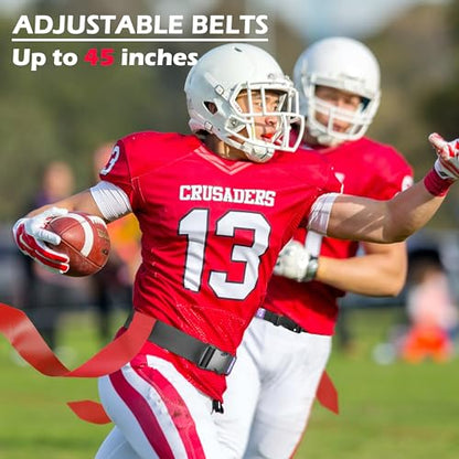 Flag Football Belts, 14 Player Adjustable Flag Football Sets for Sports Training Competition - color: Red & Blue, 14 Player, 28 Flags