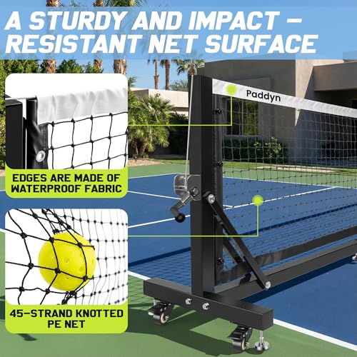 Pickleball Net Portable Outdoor with Wheels-22FT Pro Tournament Pickle Ball Net with Steel Cable Tensioning System,124LBS Heavy-Duty Pickleball net for Driveway/Backyard/Club/School