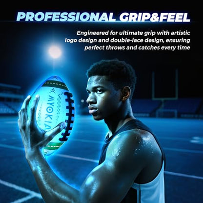 RGB Waterproof Rechargeable Light Up Football Birthday Gift, Glow in The Dark Football with Pump & USB Cable, Tri-Color (Red, Green, Blue), Size 6, Outdoor Night Games - style: Style 2