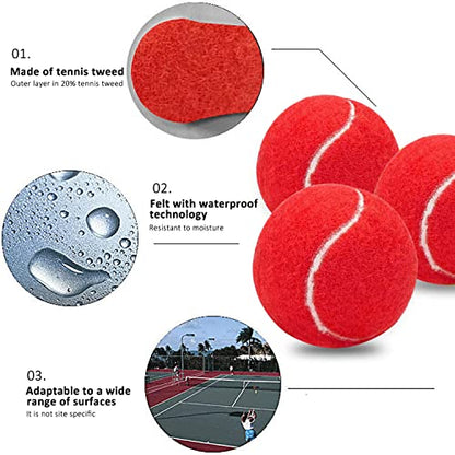 URBEST Tennis Ball 12 Packs Training Tennis Balls Practice Balls for Novice Player, Pet Dog Playing Balls with Mesh Carry Bag - color: Red