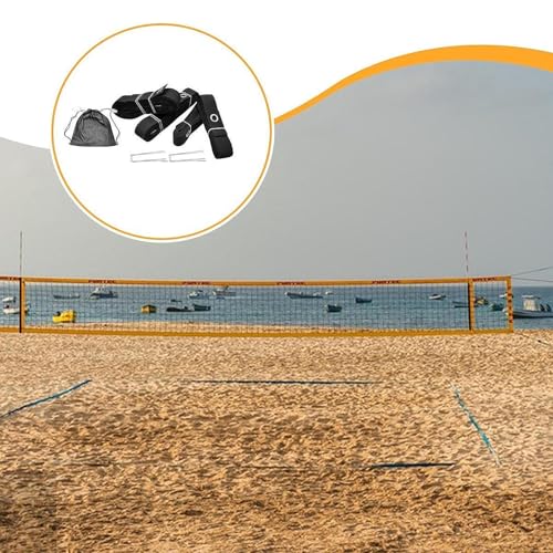 4X Beach Volleyball Lines Boundary Lines Game with Ground Anchors Training Practical Volleyball Court Boundary Cords for Park, Black