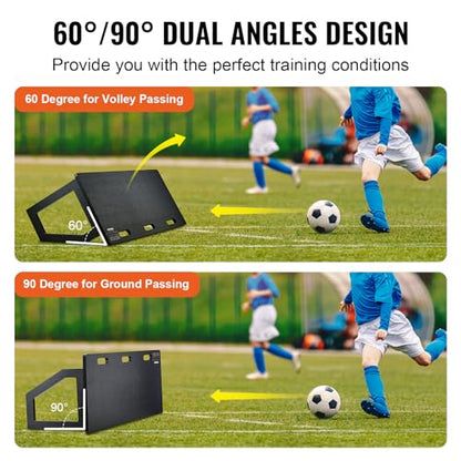 VEVOR Soccer Rebounder Board, Portable Soccer Wall with 2 Angles Rebound, Foldable HDPE Kickback Rebound Board, Soccer Training Equipment for Kids and Adults, Passing & Shooting Practice - size: 45"X18"