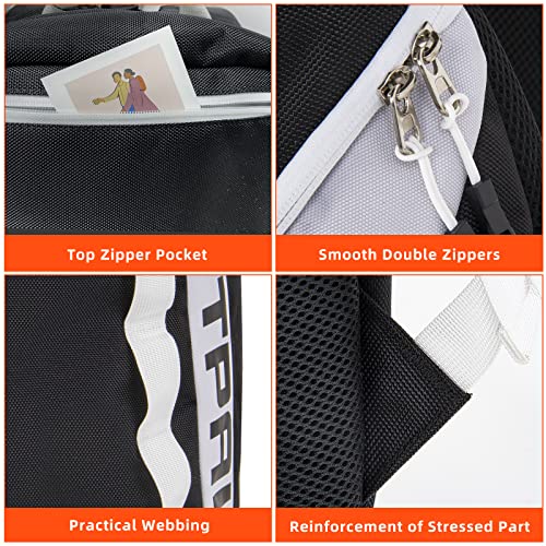 TPAID Baseball Backpack Large Capacity Softball Bag with Shoes Compartment and Fence Hook, Lightweight Baseball Equipment Bag Holds Bats, Helmets, Gloves, Hats, Clothes, Shoes - color: Black-A, size: 2 Bat Baseball