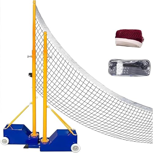 Portable Badminton and Volleyball Net Set with Wheels, Adjustable Outdoor Net Poles for Backyard Sports, Includes Carry Bag for Easy Transport