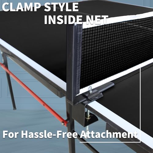 8ft Foldable Ping Pong Table Set, Mid-Size Portable Table Tennis Table with Net, Paddles & Balls, Indoor Outdoor Game Table for Home, Office, and Playroom,Black