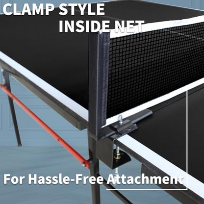IUNNDS Portable Table Tennis Table 6/8/8.5/9FT Foldable Ping Pong Game Set for Indoor with Net and Post Set, 2 Paddles and 3 Balls - color: Black-8FT