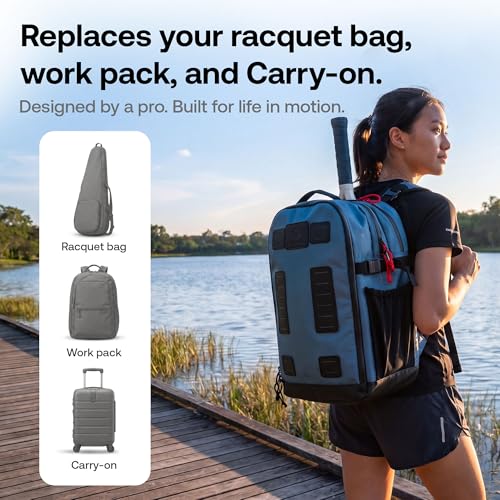 Cancha 'All Court' Backpack for Pickleball, Tennis, Padel Players - Unique Modular System, Lasts a Lifetime, Fits 2 Raquets, Shoes, Laptop, Lightweight, Carry-On Size 30L