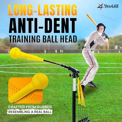 Yes4All Baseball Practice Training Equipment, 5 Elastic Bowstrings Softball/Baseball Hitting Trainer for All Ages, Adjustable Height & Portable Baseball Batting Practice Swing Trainer