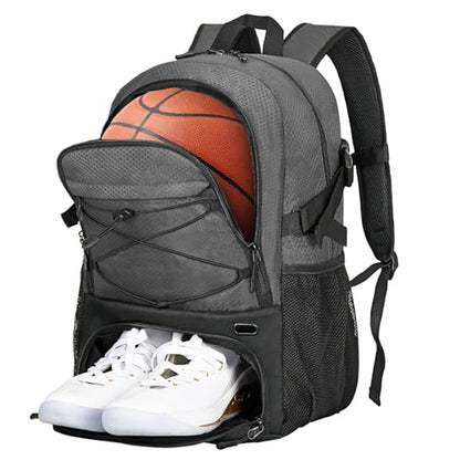 Goloni Basketball Backpack Bag,35L Basketball Bag with with Separate Ball & Shoe Compartments,Large Sports Bag for Basketball - color: dark grey