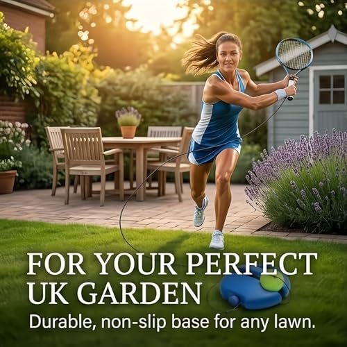 Tennis Practice Rebounder with String, Solo Tennis Trainer Rebound Ball Kits, Multifunction Tennisball Training Baseboard for Outdoors, in The Garden, in The Park - color: Blue+Ball