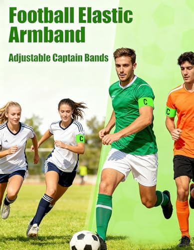 Captain's Armband Soccer Football Rugby Captain Armbands for Youth and Adult,Anti-Drop Design - Pack of 6 - color: 6 Green