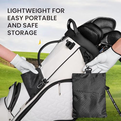 Amy Sport Golf Bag Accessories Valuables Pouch Bags Multi Pocket Zipper Hook with 10 Pcs Wood Golf Tees for Men Women - color: Black