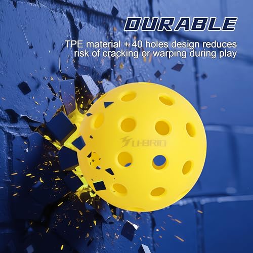 Pro-Grade 40-Hole Outdoor Pickleball Balls 3/4/12 Pack- Pro-Player Tested with Wind-Resistant Design, High-Visibility & 300+ Hit Suitable for Players of All Skill Levels