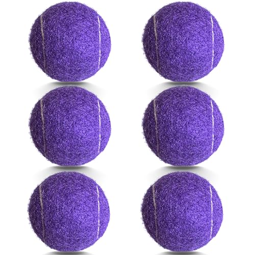 Tennis Balls, 6 Pack Advanced Training & Practice Tennis Balls for Beginners, High Visibility Pet Dog Playing Balls - color: Purple