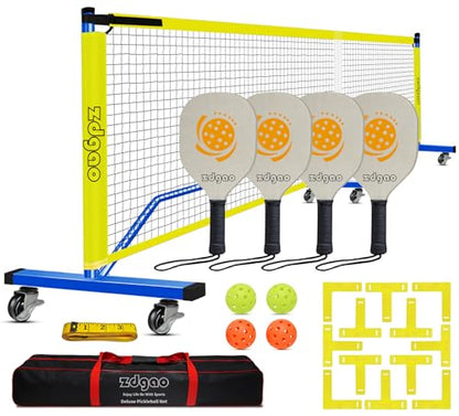 Portable Pickleball Net Set, 22FT Regularion Size Pickle Ball Net with Paddles Set, Outdoor Pickleballs and Carry Bag, Easy Setup for Indoor, Outdoor, Driveway