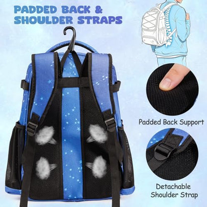 Youth Baseball Bag Backpack with Bat Holder for Boys Girls Baseball & Softball Bat Bag for T-Ball Equipment, Kids Baseball Backpack with Shoe Compartment & Glove Storage - color: Blue