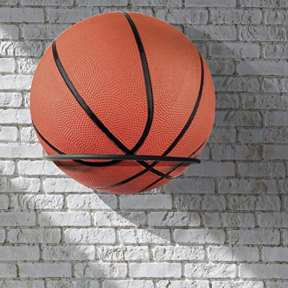 2 Pack Sports Ball Holders Wall Mount Display Rack for Basketball Volleyball Rugby Soccer, Black