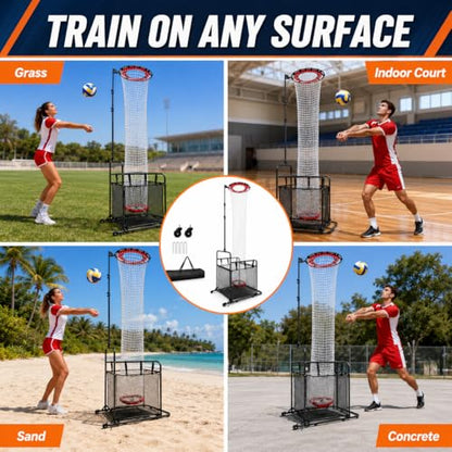 Volleyball Setting Net, Setter Volleyball Training Net Adjustable Height, 45°-180° Adjustable Angle, Stable Base for Indoor Outdoor Practice Equipment - size: 6.9–10.8 FT